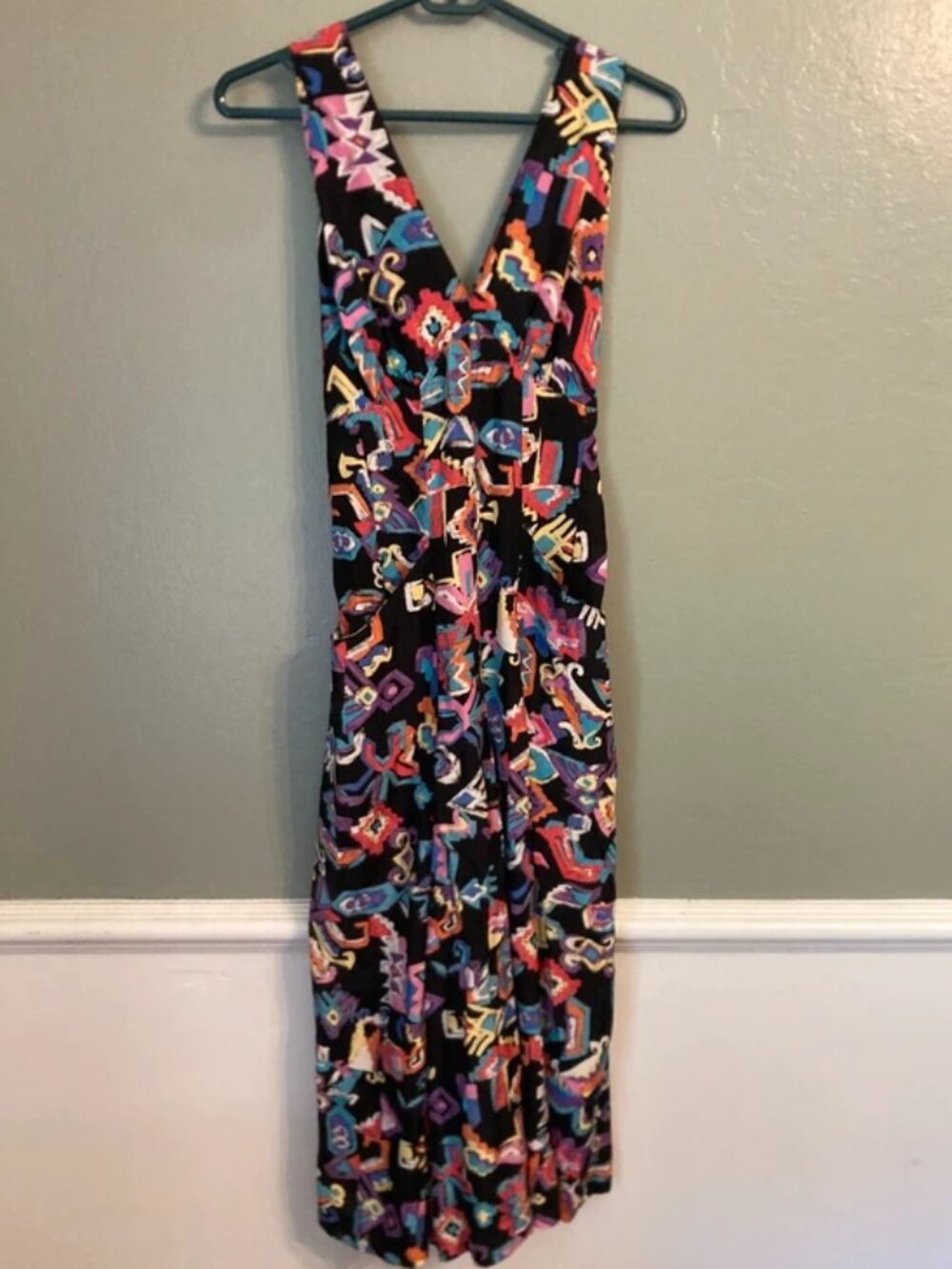 90s/Y2K Vintage Bold Print Dress With Button Up Back